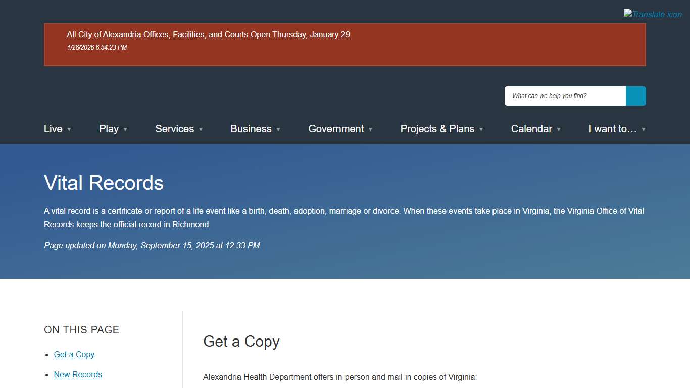 [Current] Vital Records City of Alexandria, VA